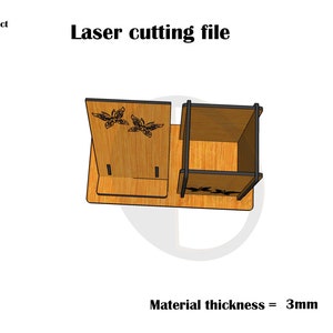 Laser Cut Phone stand with Pen holder 3mm,4mm image 2