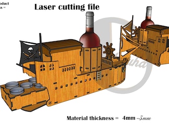 Wycinany laserowo pojemnik na wino SVG 3 mm- 4 mm