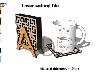 Juego de posavasos cortados con láser con soporte SVG 3 mm