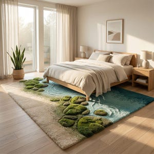 Hand Tufted River Rug, Nature Inspired Moss Green Modern Wool Area Rug ...