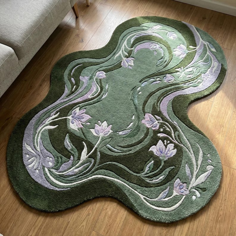 Green Lavender Rug
Hand Tufted Rug
Rugs for Bedroom
Rugs for Living Room
Organic Shape Rug
Modern Area Rug
Nature Inspired Rug
Irregular Rug
Freeform Rug
Statement Rug
Wavy Wool Rug
Floral Rug
Contemporary Rug