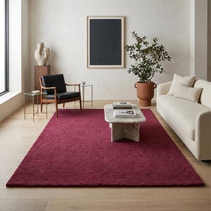 Berry Jam Hand Tufted Solid Plush Wool Area Rug