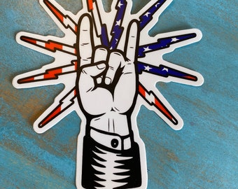 LARGE American rock on lineman hand sticker