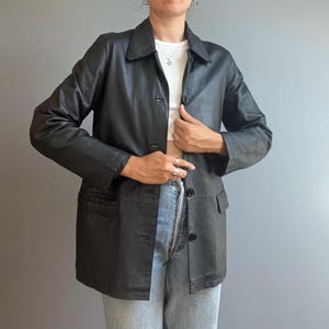 Vintage Leather Jacket in Black - Size Medium -Made in Italy Women Black Genuine Leather Jacket - Short Fall Jacket