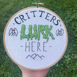 Critters Lurk Here - Embroidered Wall Art