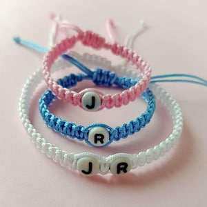 Set of 3 Personalized Twin Initial Bracelets - Personalized baby name bracelets - Twin ID Bracelets - Baby Mom Bracelet