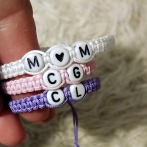 Set of 3 Personalized Twin Initial Bracelets - Personalized baby name bracelets - Twin ID Bracelets - Baby Mom Bracelet