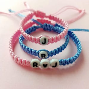 Set of 3 Personalized Twin Initial Bracelets - Personalized baby name bracelets - Twin ID Bracelets - Baby Mom Bracelet