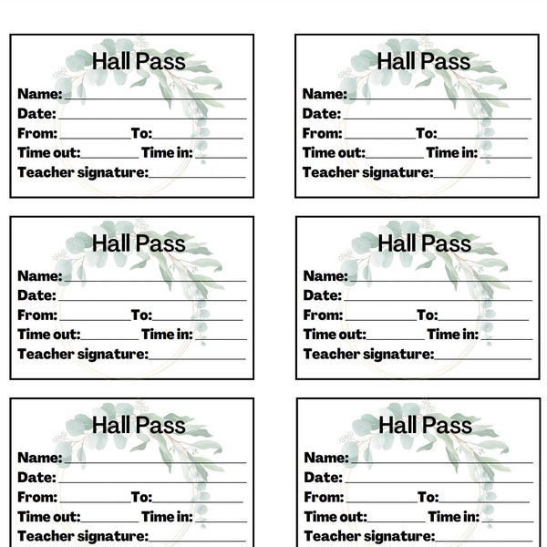 UPDATED DIGITAL DOWNLOAD eucalyptus hall passes with time