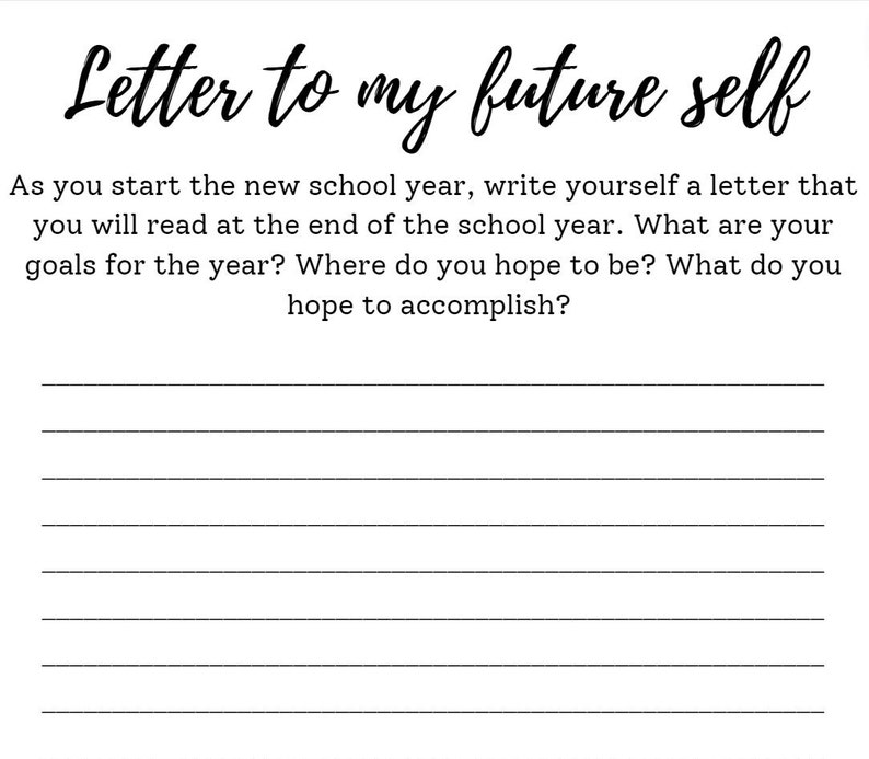 DIGITAL DOWNLOAD Letter to Your Future Self First Day of School