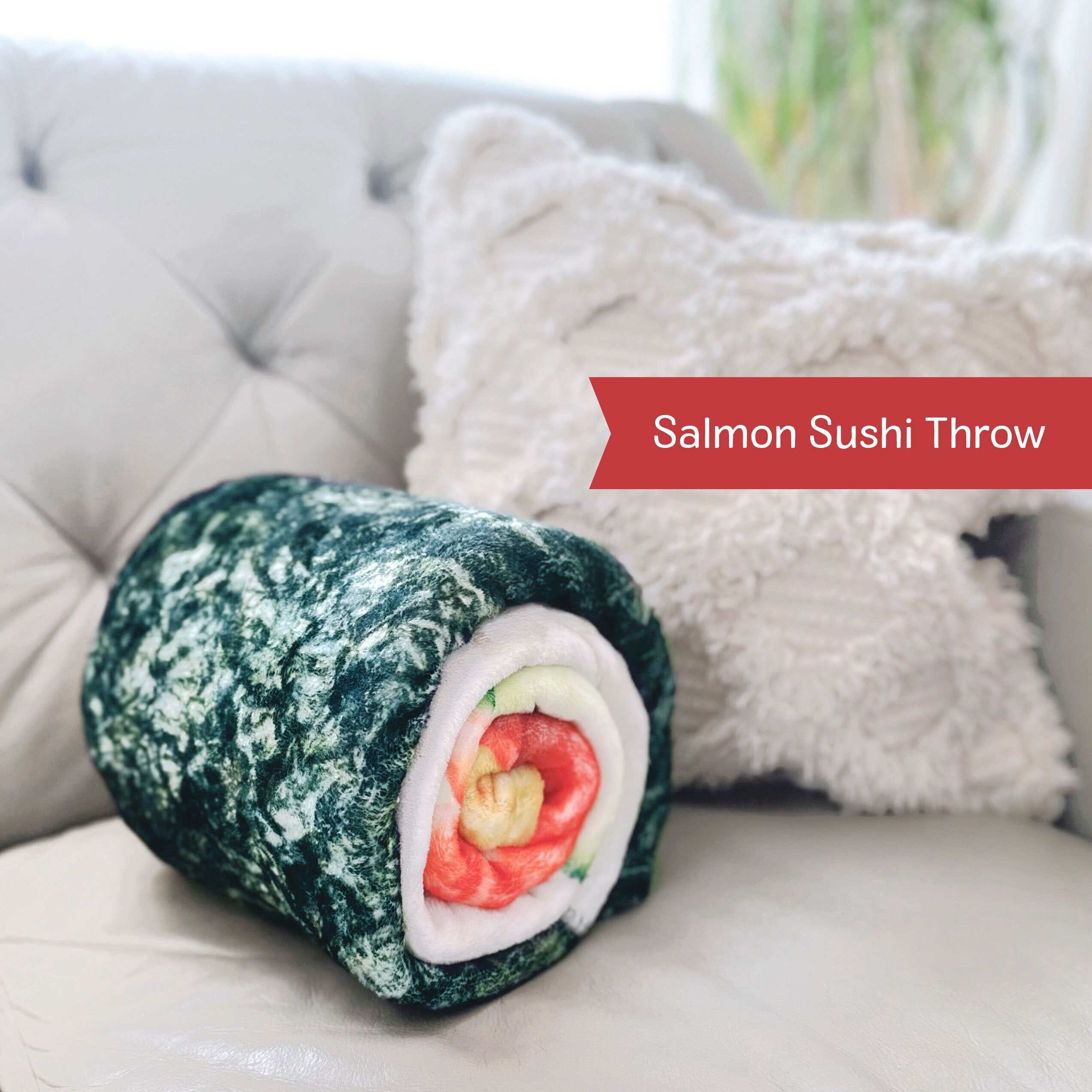 TILTECH Sushi Pillow for Bed, Sofa & Couch, 14 Soft & Plush Sushi Roll  Cushion Comfortable for Home, Cute Pillows Japanese Sushi Gifts, Realistic