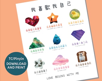Affirmations Poster Traditional Chinese PINYIN