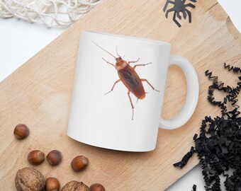 Cockroach Prank White glossy mug