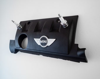 Upcycled MINI Engine Cover Key & Coat Hanger, Auto Decor