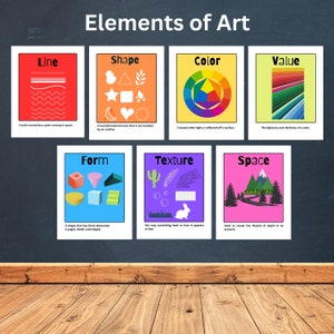 Elements of Art  Poster Set of 7, Elements of Art Bundle, Art Classroom Wall Decor , Art Teacher Bulletin Board, Teacher Printable