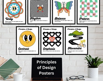 Principles of Design Poster Set, Art Classroom Wall Decor , Art Teacher Bulletin Board, Teacher Printable, Art Classroom Art