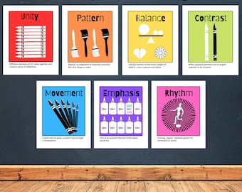 Principles of Design Poster Set, Art Classroom Wall Decor , Art Teacher Bulletin Board, Teacher Printable, Art Classroom Art
