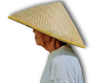 Traditional bamboo farmer's hat indonesian handmade bamboo hat umbrella