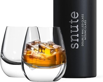Snute Old Fashioned Crystal Whiskey Glass - Heavy Base Rock Glasses for Drinking Bourbon Manhattans Cocktail - Gift for Whiskey Lovers (2)