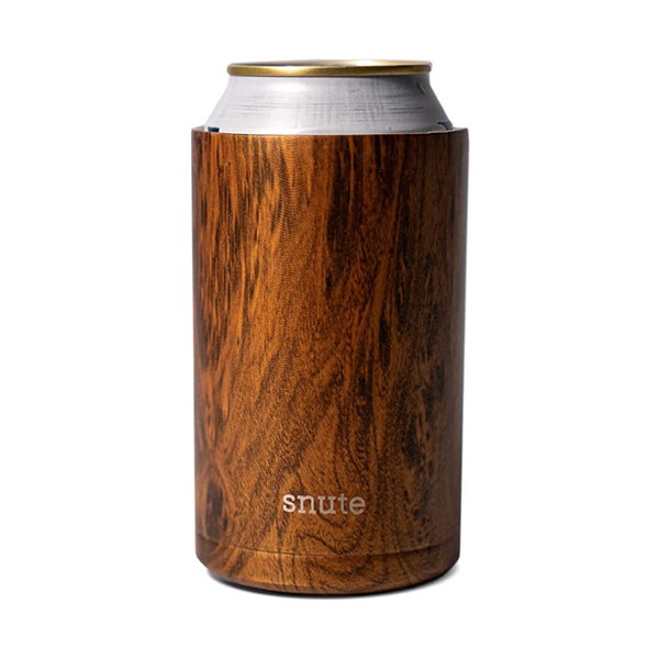 Snute Standard Can Cooler for Beer, Soda, Sparkling Water | Vacuum Stainless Steel Sleeve Holder for 12oz Regular Cans (Walnut)