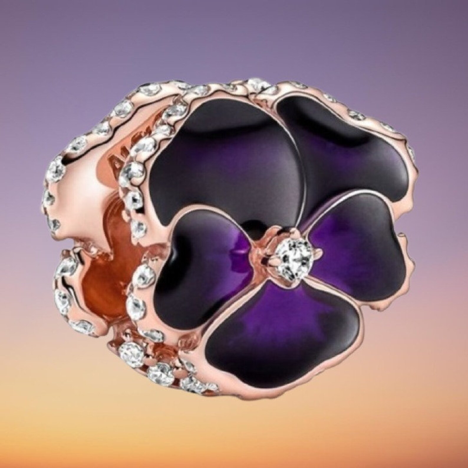 Pandora Deep Purple Pansy Flower Rose Gold 780777C01 Silver Etsy