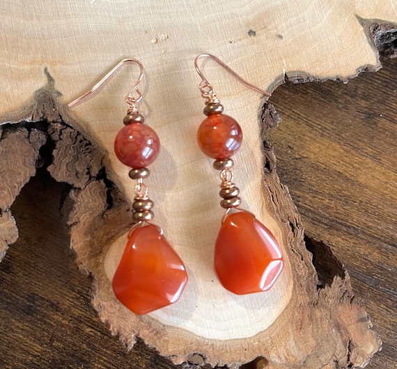 Carnelian stone earrings deals