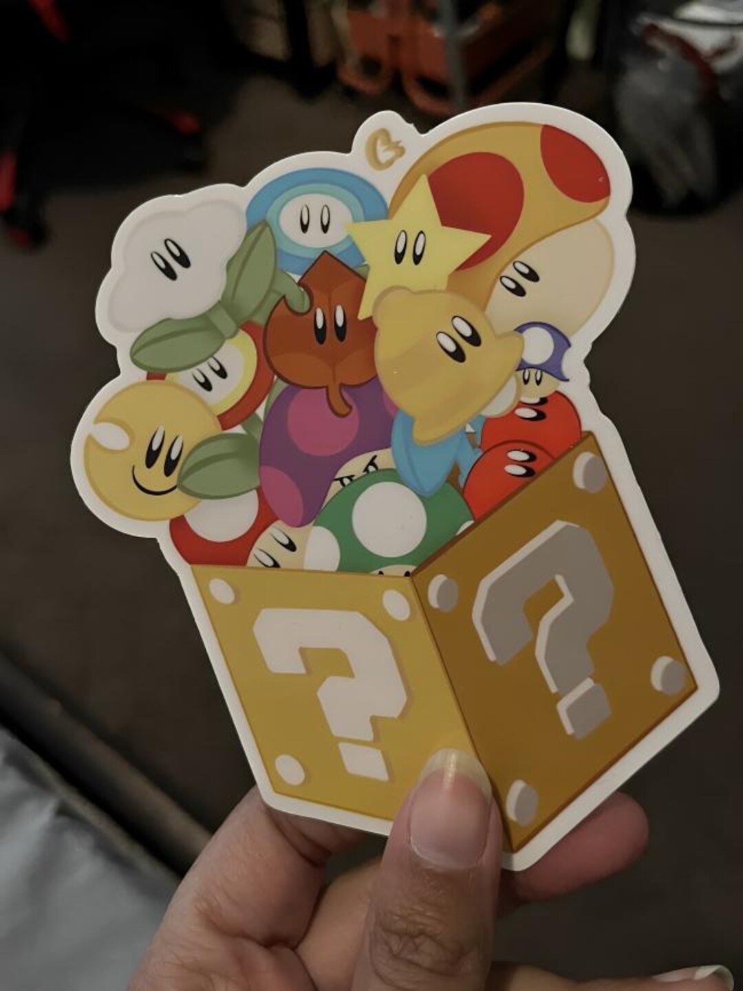 Yoshi Question Box Power Ups Sticker Box, Fan Art Vinyl Stickers, Yoshi, Question Block ...