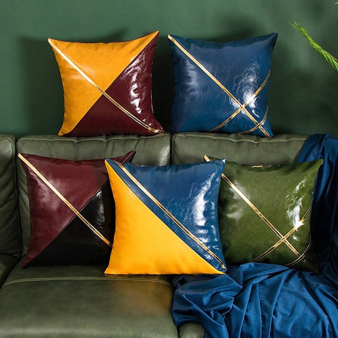 Luxury Color Block Stitching Pillow Sofa Pillow Bed Pillow Etsy