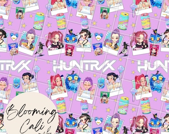 KPop Hunters Seamless Pattern, Huntrix Digital Paper, Demon Hunters Repeating Pattern, Rumi Mira Zoey Sublimation, K Pop Surface Pattern Art