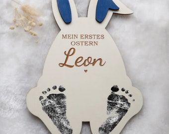 Mein erstes Ostern, Osterhasen Fußabdruck fürs Baby, Frohe Ostern, Osterhase, Schild, DIY-Fußabdruck, Baby 2024,Geschenkidee,Personalisiert