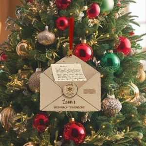 Briefumschlag für Wunschzettel, Wunschliste, Brief Weihnachtsmann, Holz, personalisiert, Briefumschlag aus Holz, Nachhaltiges Geschenk