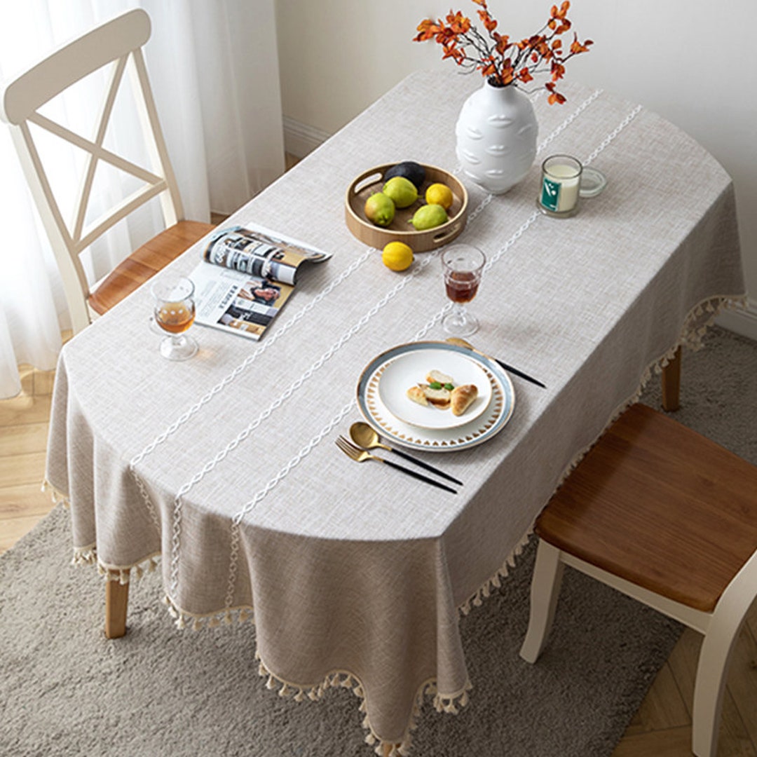 Cotton Tablecloth Linen Natural Dining Tablecloth Coffee Etsy