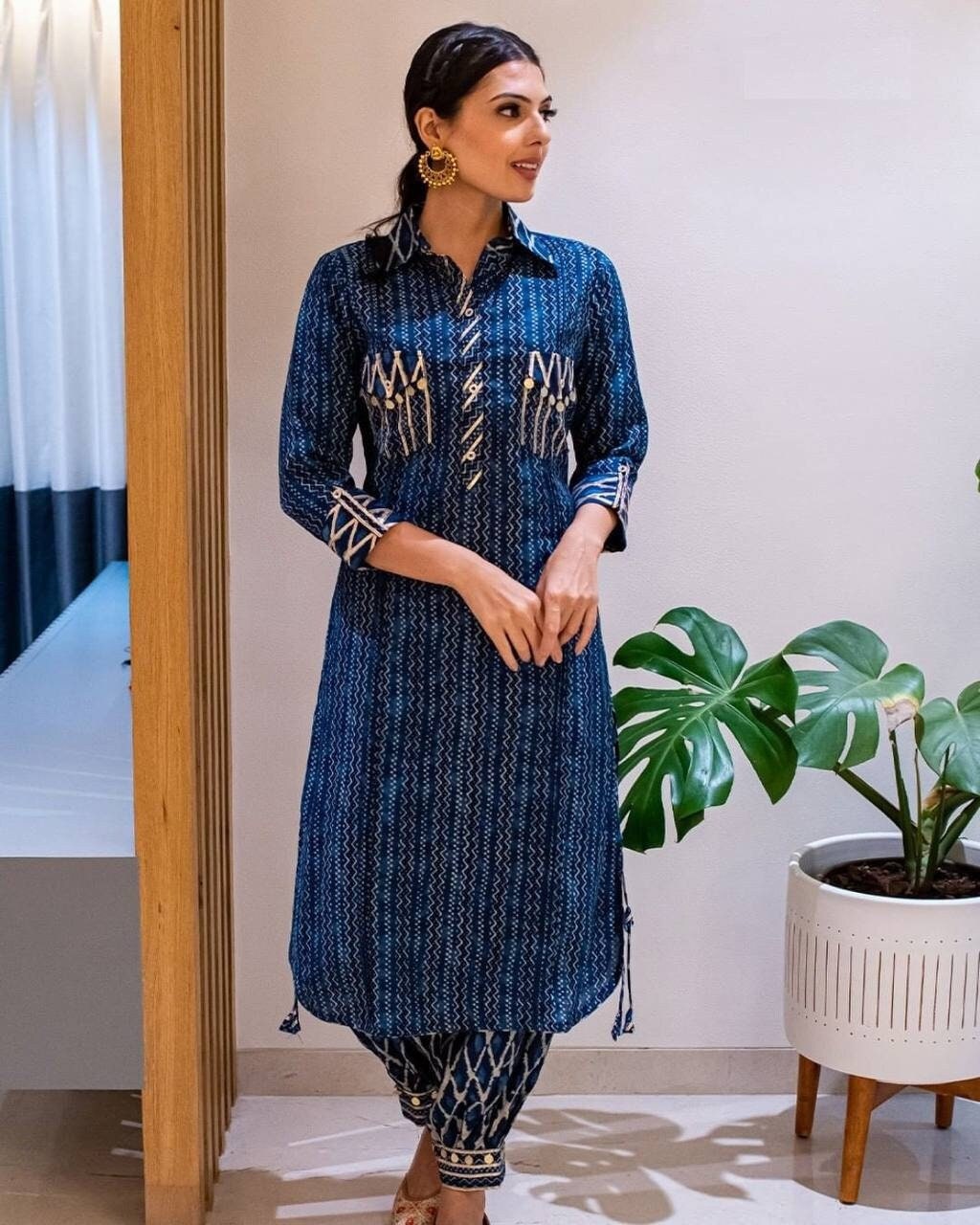 Black Thread Embroidered Dress, Indian Ethnic Wear, Girls Dress