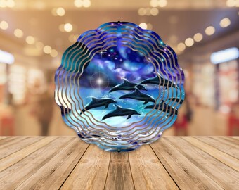 Dolphin Sunset Wind Spinner Sublimation Png, Wind Spinner Design, Garden Wind Spinner, Sublimation Design, Digital Download, Sunset Dolphin