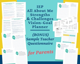 IEP Strengths Vision Planner, All About Me Worksheets (Fillable PDF)