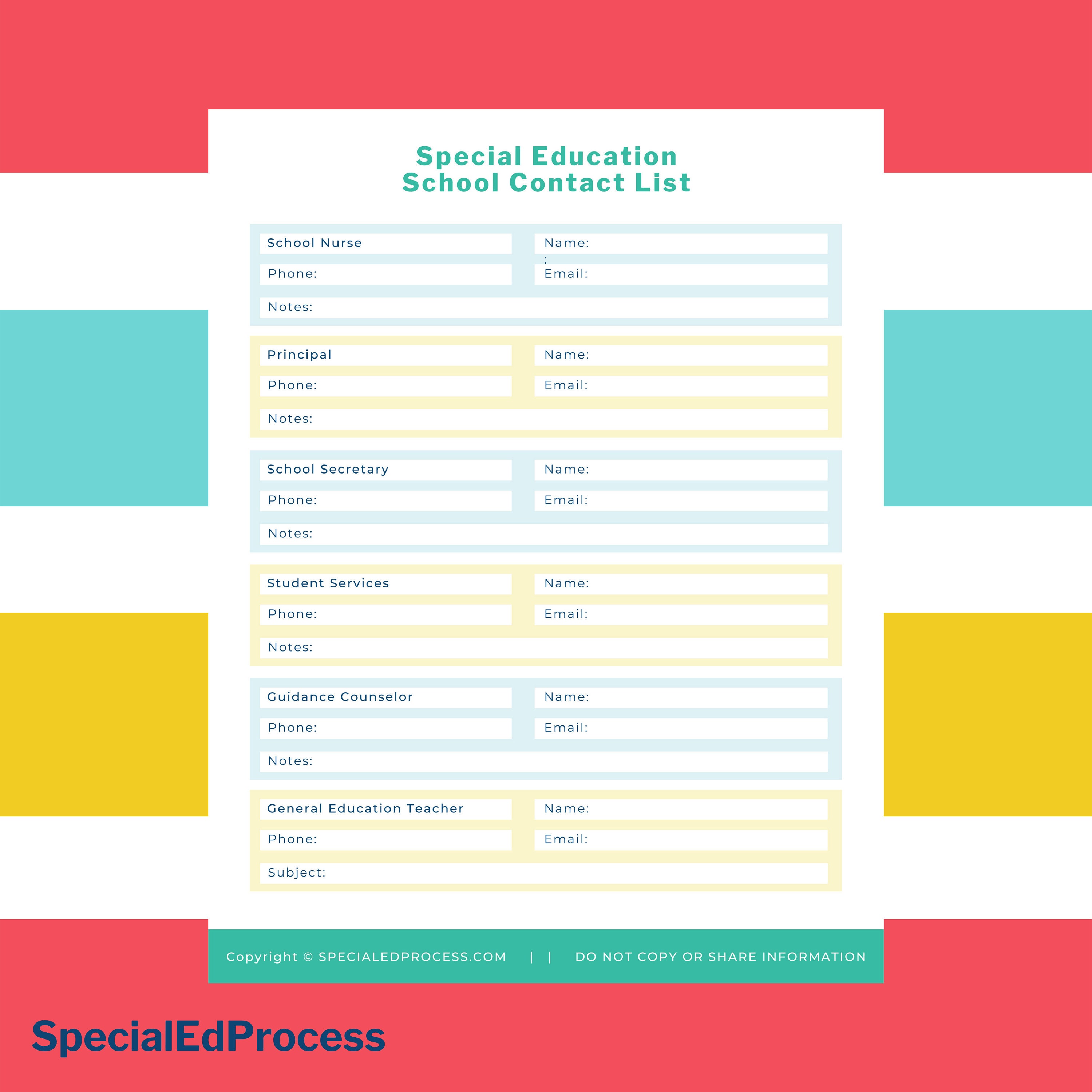 IEP Special Education Time Management Organization Appointment Tracking