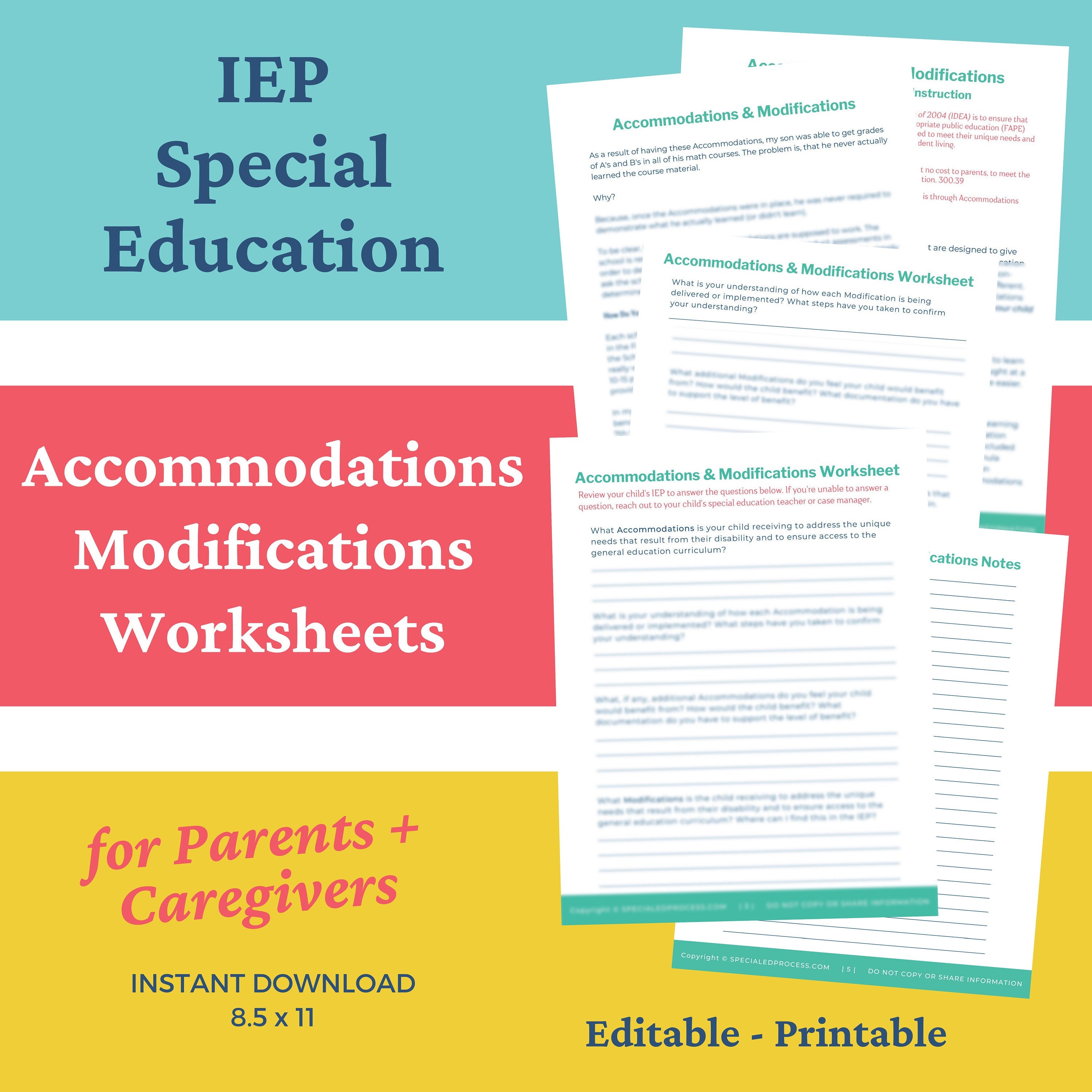 Digital IEP Accommodations & Modifications Worksheet for - Etsy