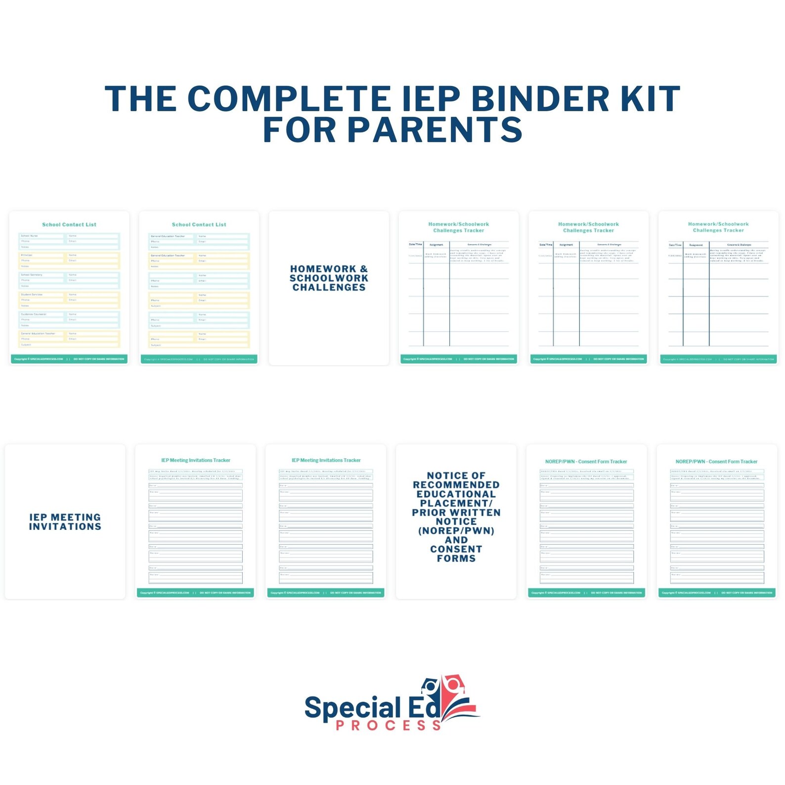 Special Education IEP Binder Kit Parent IEP Binder Kit Etsy