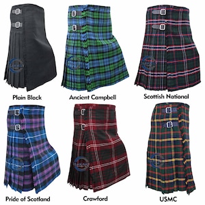 Premium Scottish 8-Yard Tartan Kilts for Men – Handmade Highland Kilt Skirt in 16oz Acrylic Wool Blend – Available in 80+ Tartan Patterns