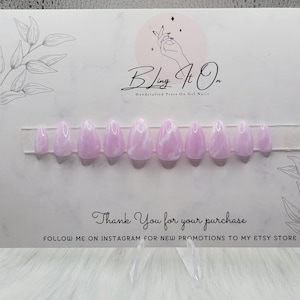 Purple Marble | Hand Printed Press On Gel Nails | DIY| Customizable | Various shapes available