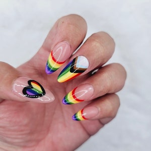Love is Love | Pride Flag french tip Press On Gel Nails