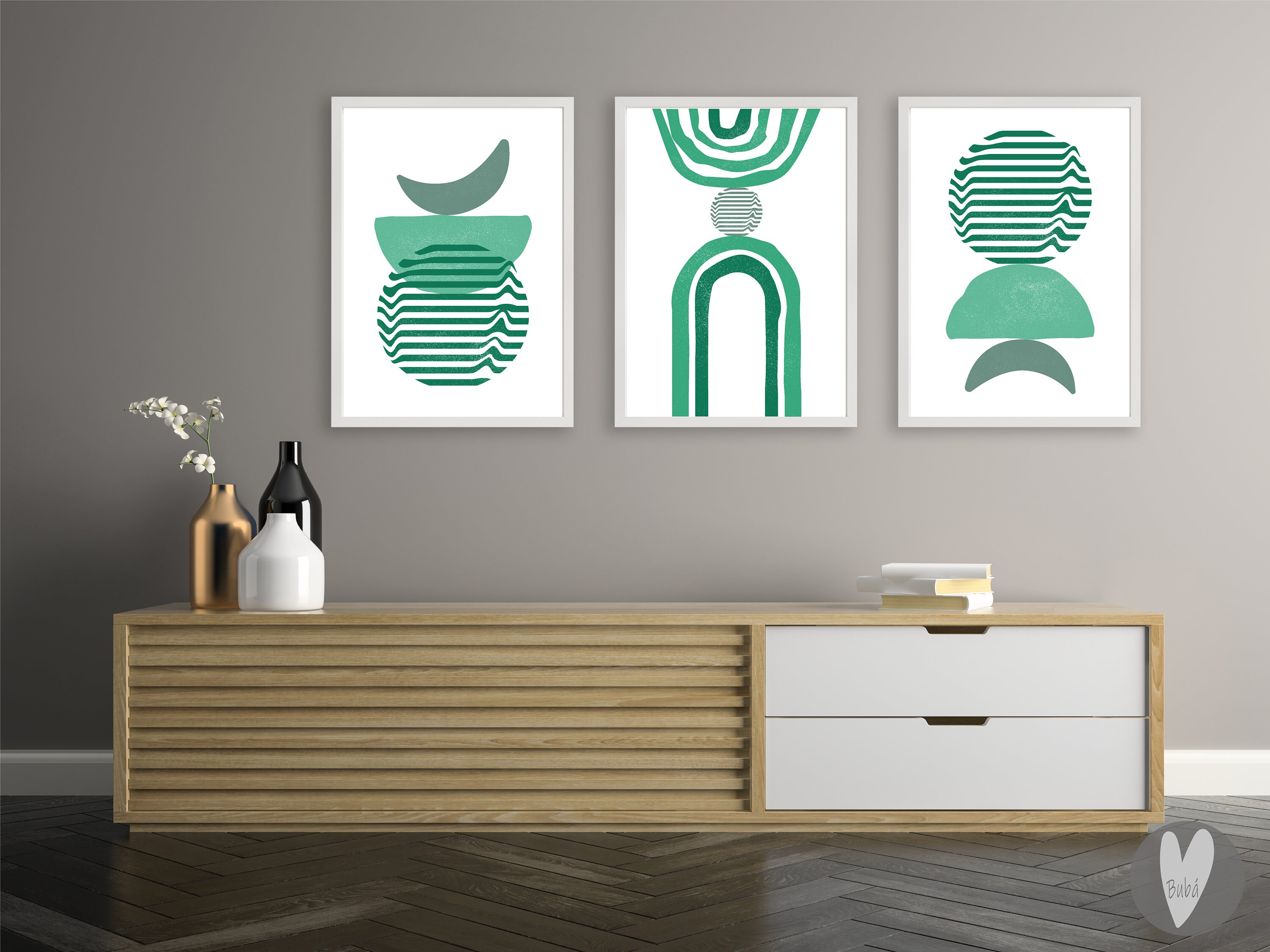 Emerald Green Wall Art, Bedroom Wall Art Over the Bed, Boho Wall Art