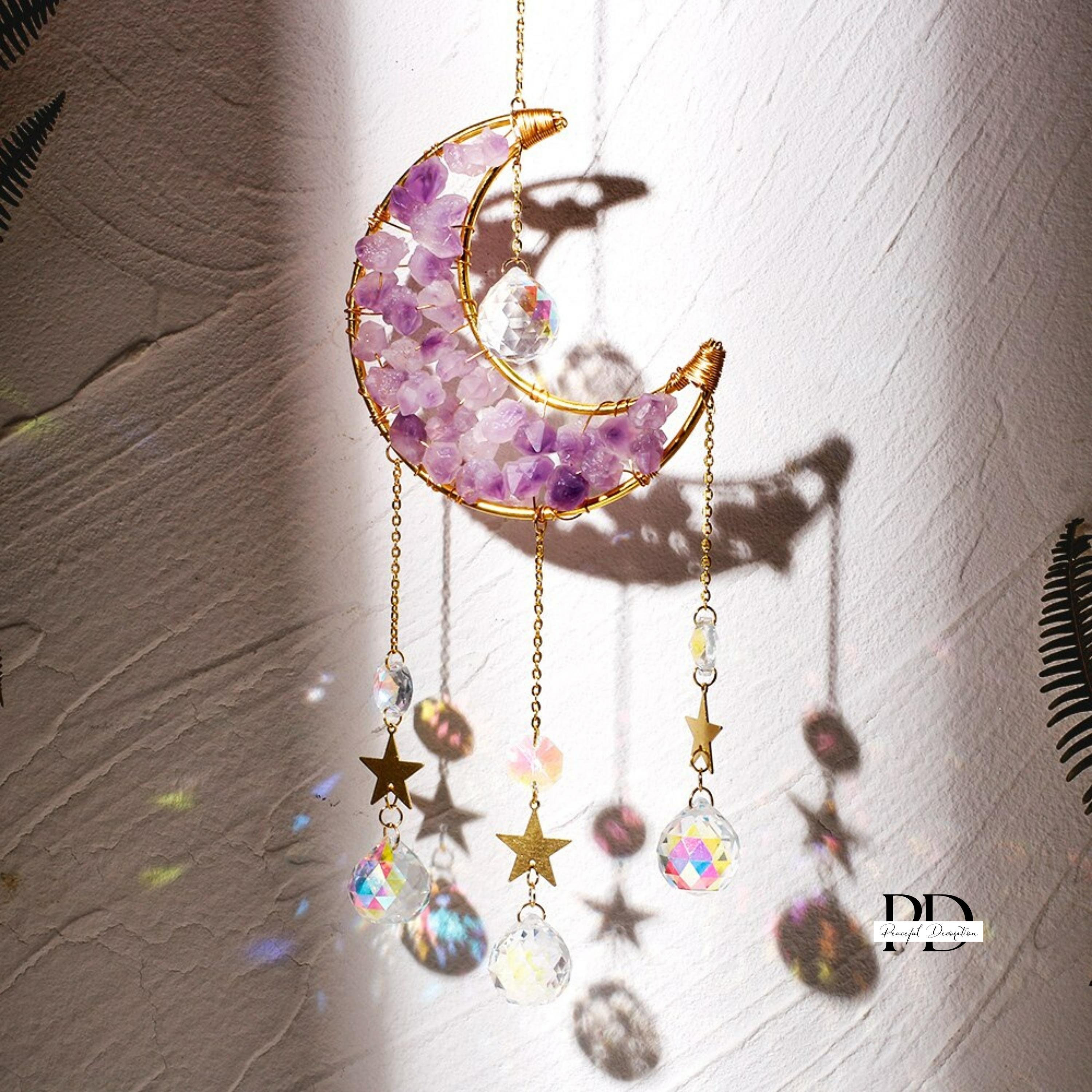 Crystal Stone Suncatcher Amethyst Suncatcher Crystal Car Etsy