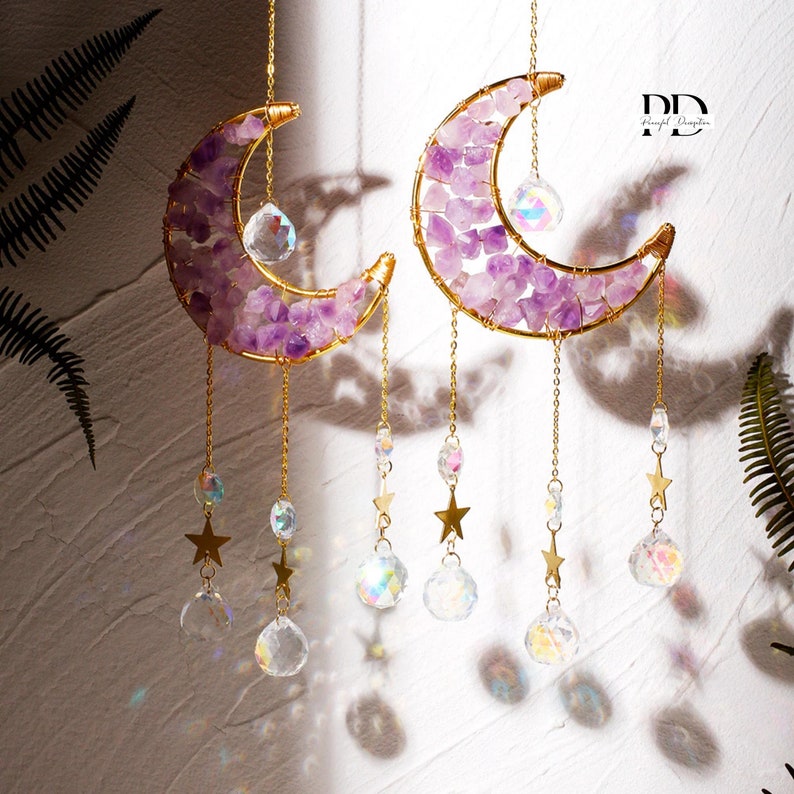 Crystal Stone Suncatcher Amethyst Suncatcher Crystal Car Etsy
