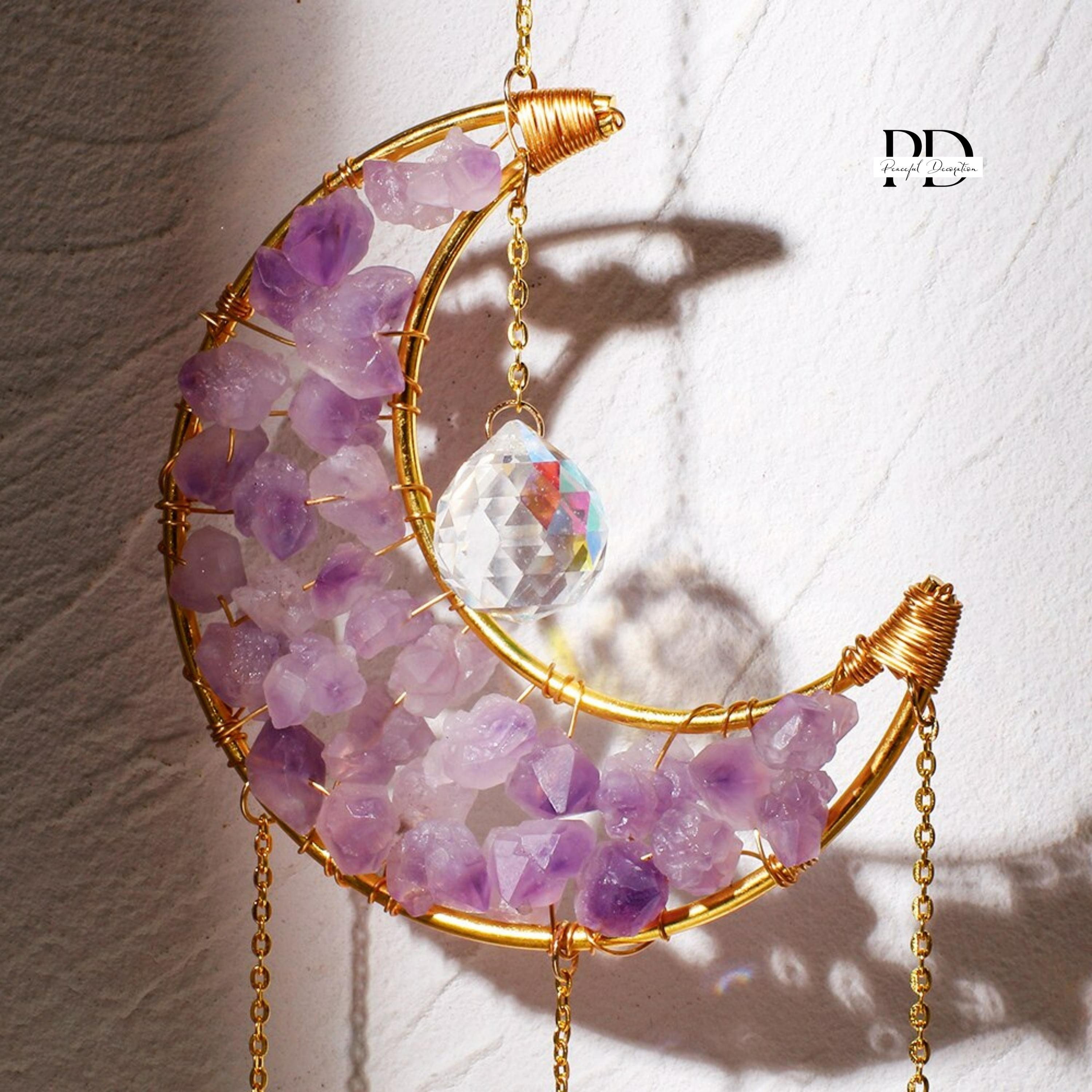 Crystal Stone Suncatcher Amethyst Suncatcher Crystal Car Etsy