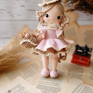 Lily Amigurumi Doll,In Vintage Dress, Handemade And Playmate, Crocheted English Pattern 画像 5