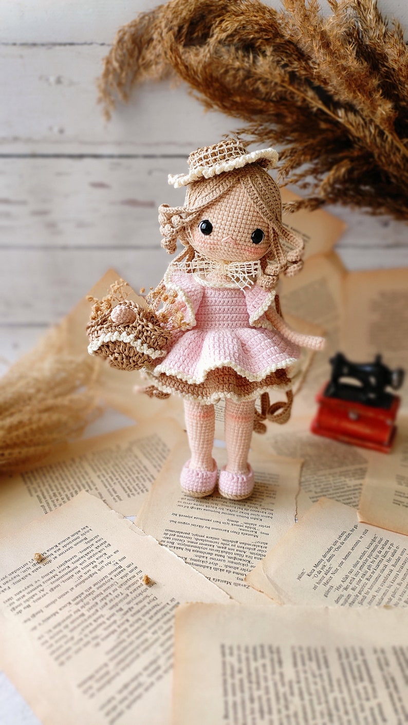 Lily Amigurumi Doll,In Vintage Dress, Handemade And Playmate, Crocheted English Pattern 画像 5