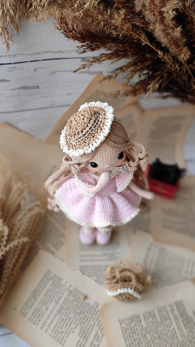 Lily Amigurumi Doll,In Vintage Dress, Handemade And Playmate, Crocheted English Pattern zdjęcie 2