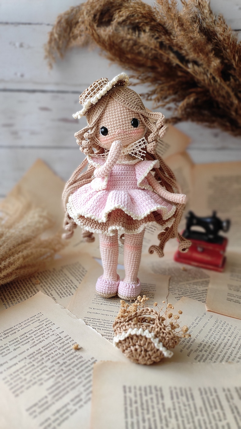 Lily Amigurumi Doll,In Vintage Dress, Handemade And Playmate, Crocheted English Pattern zdjęcie 3