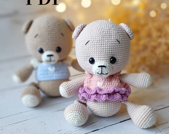 Ernie Rose Bear ,One Pattern Two Toys, English Amigurumi Pattern, Amigurumi Bear, Valentine Days Bear, Tedyy Bear